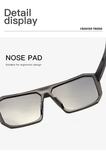 Vista detallada del diseño ergonómico del puente en las gafas de sol deportivas de espejo
