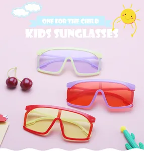 Vibrant kids sports shield sunglasses in various colorful frame and lens options.