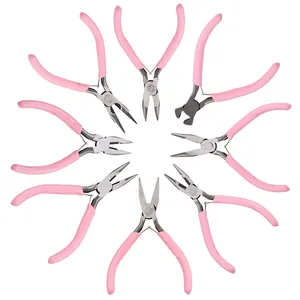 Set professionale da 8 pezzi di pinze per gioielli rosa in acciaio al carbonio
