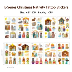 Set of 10 Christmas Nativity scene stickers for kids DIY crafts with size info