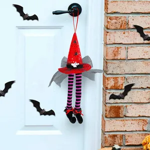 Halloween Hexenhut Hängedekoration mit gestreiften Beinen für Partys und Türen