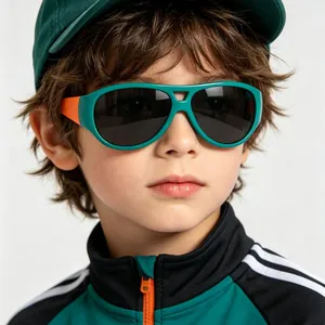 Kinder Fliegerbrille Jungen Mädchen UV400 Schutz Doppelsteg Pilot Stil Kontrastfarbe Mode Sonnenbrille Für Outdoor Reisen