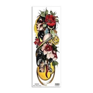 Full arm temporary tattoo sticker featuring Beauty and Beast traditional art design