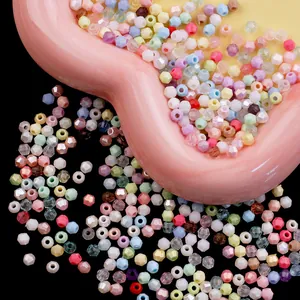 Mixed 4mm candy-colored faceted acrylic beads for DIY handmade jewelry and phone charms