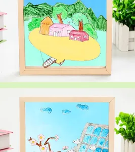 Transparenter Holz-Acryl-Bilderrahmen für handgemachte DIY-Glaskunst von Kindern