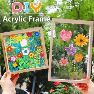 Cornici in legno acrilico trasparente DIY con dipinti d'arte floreale colorati