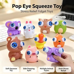 Vielfalt an bunten Tier-Pop-Eye-Quetschspielzeugen zum Stressabbau am Schreibtisch
