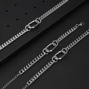 Hip-hop titanium stalen Cubaanse schakelketting en armband met ovale connectoren
