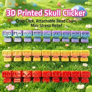 Portachiavi Antistress Clicker a Forma di Teschio di Halloween Stampato in 3D Giocattolo Divertente Ornamento da Scrivania