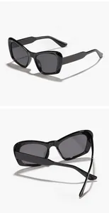 Vista detallada desde varios ángulos de unas elegantes gafas de sol negras de ojo de gato