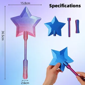 Vista dettagliata della bacchetta magica a stella 3D con dimensioni e montaggio.
