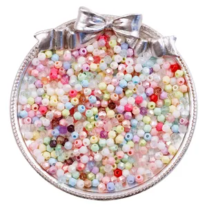 Mixed 4mm candy color acrylic bicone faceted beads for DIY jewelry making in a tray