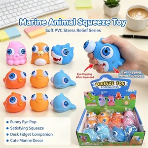 Eye Popping Marine Animal Squishy Toy Soft PVC Shark Octopus Stress Relief Squeeze Fidget Toy For Kids Adults Office Gift