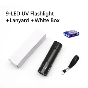 Lampe de poche UV ultraviolette portable à 9 LED avec dragonne et boîtier inclus