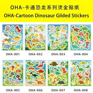 Cute Cartoon Gold Foil Kids Stickers Dinosaur Unicorn Rainbow Animal Craft Paper Decoration Journal Planner Stickers