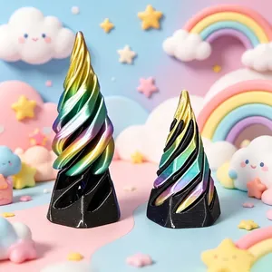 Giocattolo Fidget Piramide Esagonale Stampato in 3D Cursore a Vortice Spirale Bicolore Antistress Per Adulti e Bambini