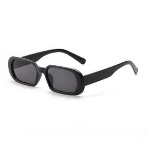 Lunettes de soleil rétro à petite monture carrée noire classique avec protection UV