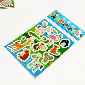 Cute cartoon animal stickers with gold foil accents for children's scrapbooking and crafts.
