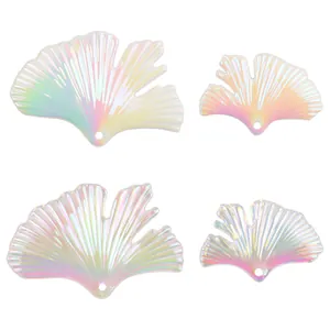 Iridescent ginkgo and maple leaf pendants for DIY jewelry making and craft accessories