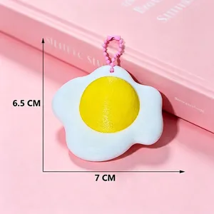 3D-gedruckter Spiegelei-Fidget-Clicker-Schlüsselanhänger zum Stressabbau, 7x6,5 cm