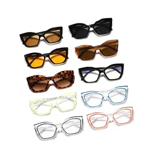 Collection of narrow frame cat-eye sunglasses in various colors and trendy styles