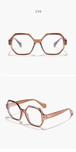 Detailed view of brown hexagonal frames showing front and side perspective angles