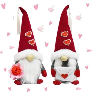 Valentine's and Mother's Day gnome dolls featuring sequin hearts, rose, and envelope accents