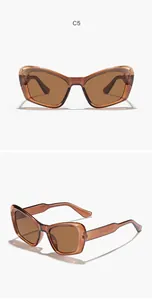 Vista detallada de las gafas de sol de ojo de gato ámbar extragrandes con montura transparente