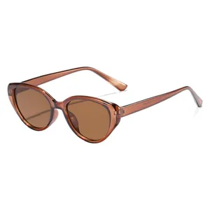 Occhiali da sole vintage cat-eye da donna con montatura marrone traslucida e lenti