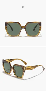Detailed view of oversized square cat-eye sunglasses with tortoise shell pattern