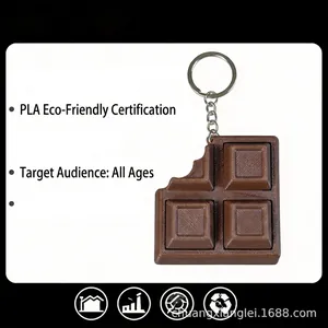 Dettaglio del portachiavi antistress a forma di cioccolato morso stampato in 3D