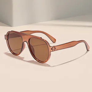 Stylish brown oversized aviator sunglasses with UV protection for men's outdoor use