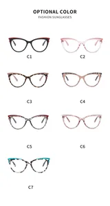 Selezione di montature per occhiali cat-eye anti-luce blu in sette colori alla moda