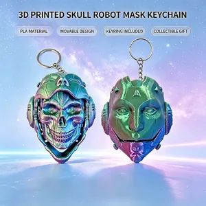 3D-Gedruckter Halloween Totenkopf Roboter Maske Beweglicher Schlüsselanhänger Irisierend PLA Kunststoff Stressabbau Spielzeug Geschenk