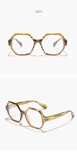 Front and side view of polygonal tortoiseshell pattern blue light blocking glasses