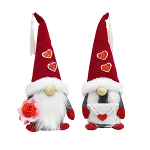 Festive gnomes with rose and envelope for Mother's Day and Valentine's decoration