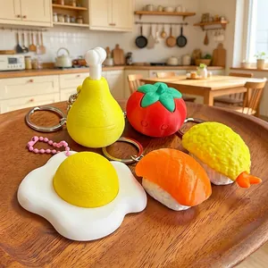 3D-gedruckte Lebensmittel-Fidget-Toy-Schlüsselanhänger mit Sushi- und Eiformen