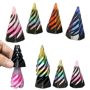 Gioco fidget a spirale esagonale stampato in 3D in vari colori di seta brillanti