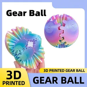 3D Printed Gear Ball Fidget Toy Stress Relief Rotating Sphere PLA Plastic Creative Desktop Decoration Rainbow Gear Ball