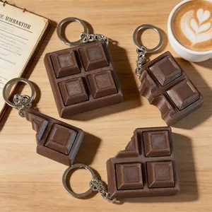 Portachiavi fidget clicker a forma di cioccolato 3D realistico con segni di morsi