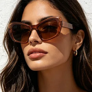 Gafas de Sol de Ojo de Gato de Tamaño Grande para Mujer Moda Marco Grande Protección UV400 PC Gafas de Sol para Viajes al Aire Libre Fiesta