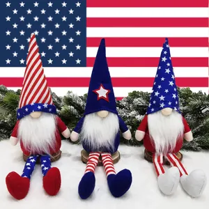 Patriotischer Unabhängigkeitstag Gnom Puppe Rot Weiß Und Blau Sterne Streifen Langbeiniger Gnom Elf Zuhause Tisch Dekoration Ornament