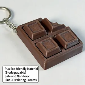 Portachiavi fidget clicker a forma di cioccolato stampato in 3D in materiale PLA eco