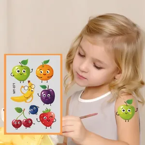 Waterproof temporary tattoos for kids featuring cute cartoon summer fruit smiley faces