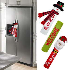 Set of 3 Christmas refrigerator door handle covers with Snowman and Santa designs