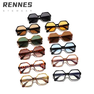 Collection of Rennes retro polygon sunglasses and anti-blue light glasses for men and women
