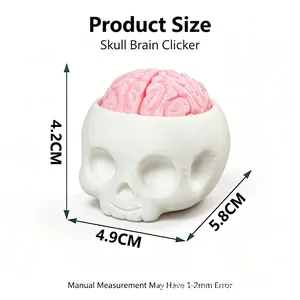 Giocattolo clicker teschio e cervello stampato in 3D per Halloween e relax antistress.