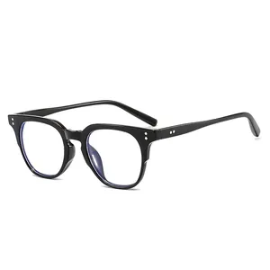Klassieke retro ronde anti-blauw licht bril met zwart montuur voor dames en heren