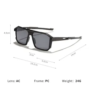 Gafas de sol deportivas rectangulares unisex para ciclismo con dimensiones y especificaciones