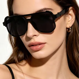 Oversized Double Bridge Pilot Sunglasses For Men Women Hip Hop Punk Style UV400 Protection PC Frame AC Lens Fashion Eyewear